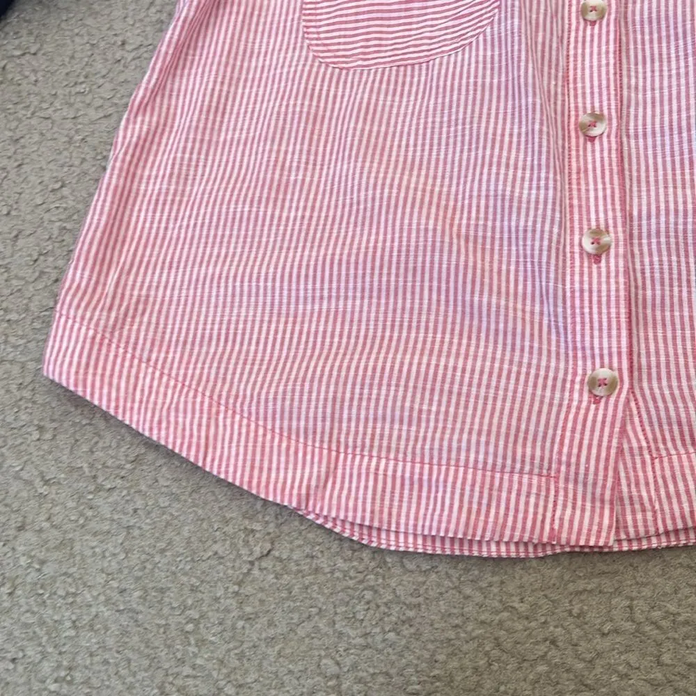 Anthropologie Hd in Paris French pink white seersucker sleeveless button down S - Image 10