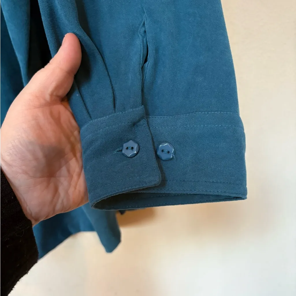 Roaman’s Teal Suede Feel Button Front Shirt Jacket 2X Blue - Image 5