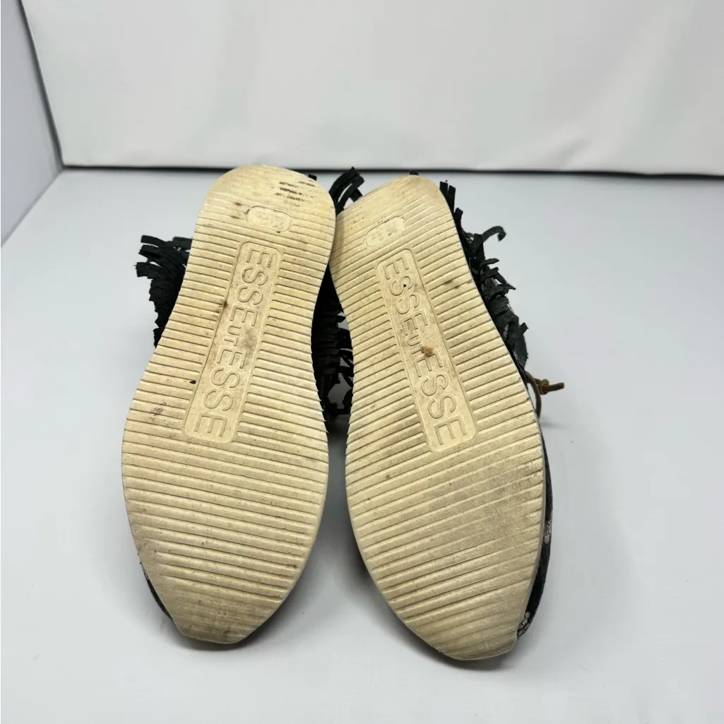 Esseutesse Python Leather Fringe Sneakers 38 Black Size 8 - Image 8