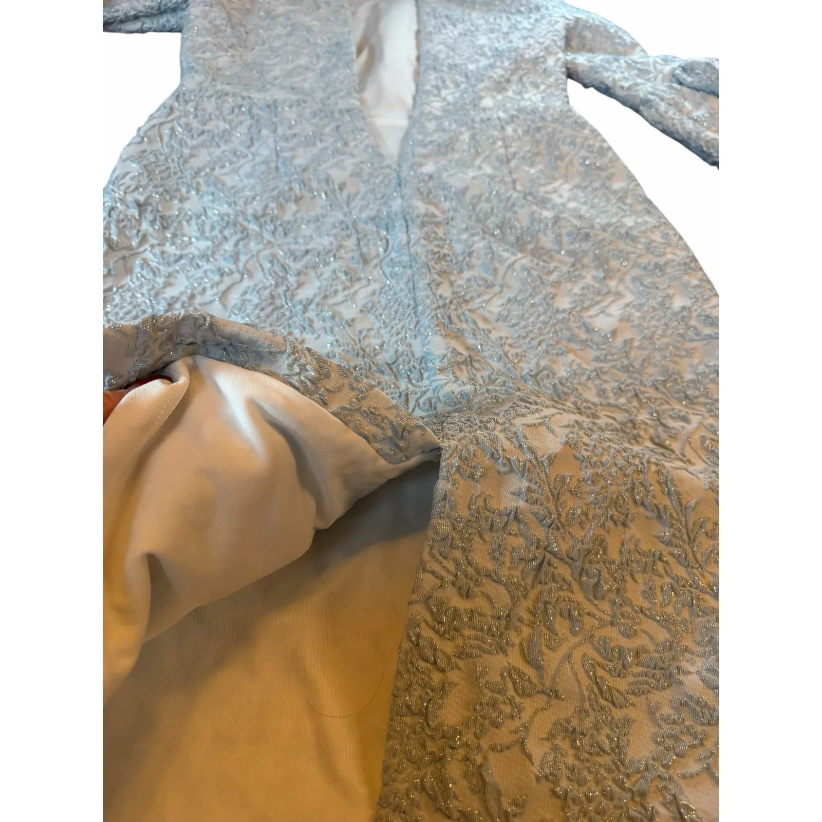 Betsy & Adam Ice Blue and Silver Jacquard Midi Dress - Size 14W - Image 11