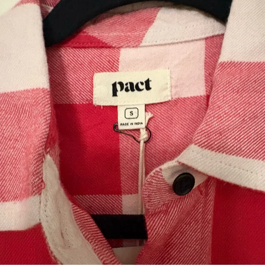Pact Mila Flannel Shirt Women’s S Red Gingham‎ 100% Organic Cotton NWT - Image 3