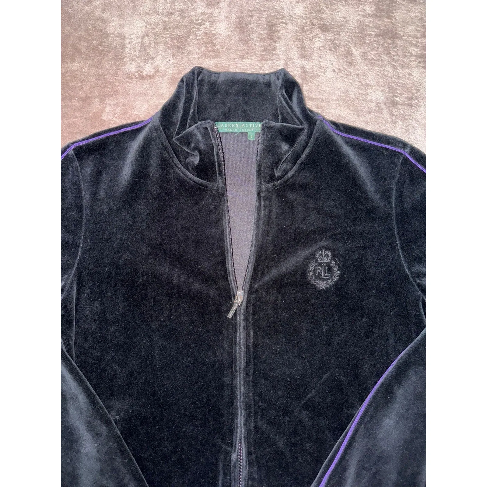 Ralph Lauren Women's Active Velvet Full Zip Jacket‎ Size Small - Image 4