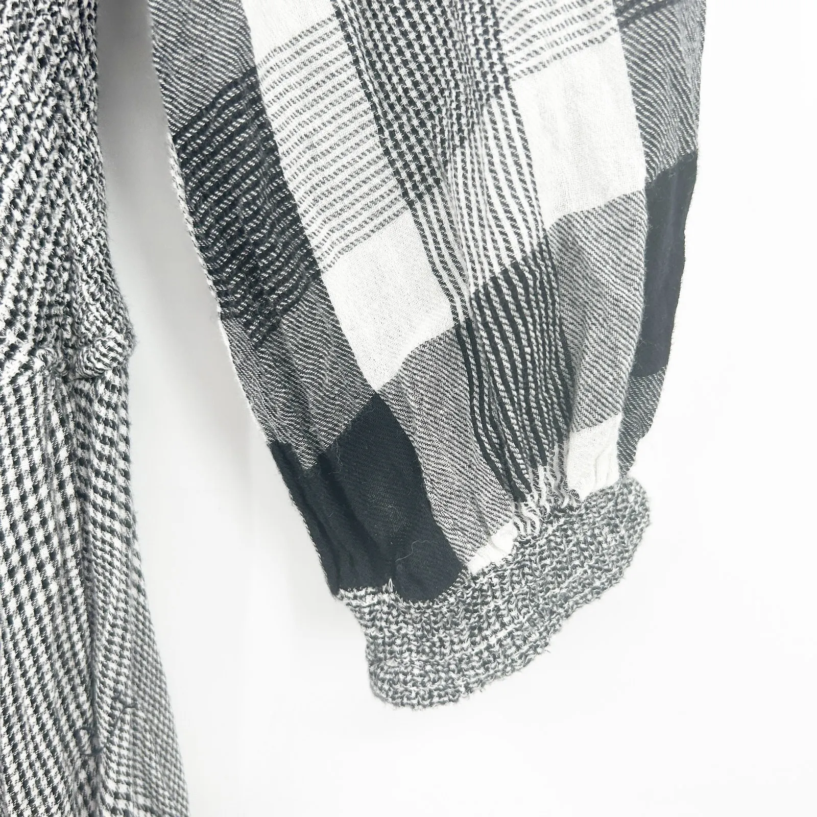 Free People Womens Boho Peasant Old Friends 3/4‎ Sleeve Plaid Midi Dress XS Gray - Image 8