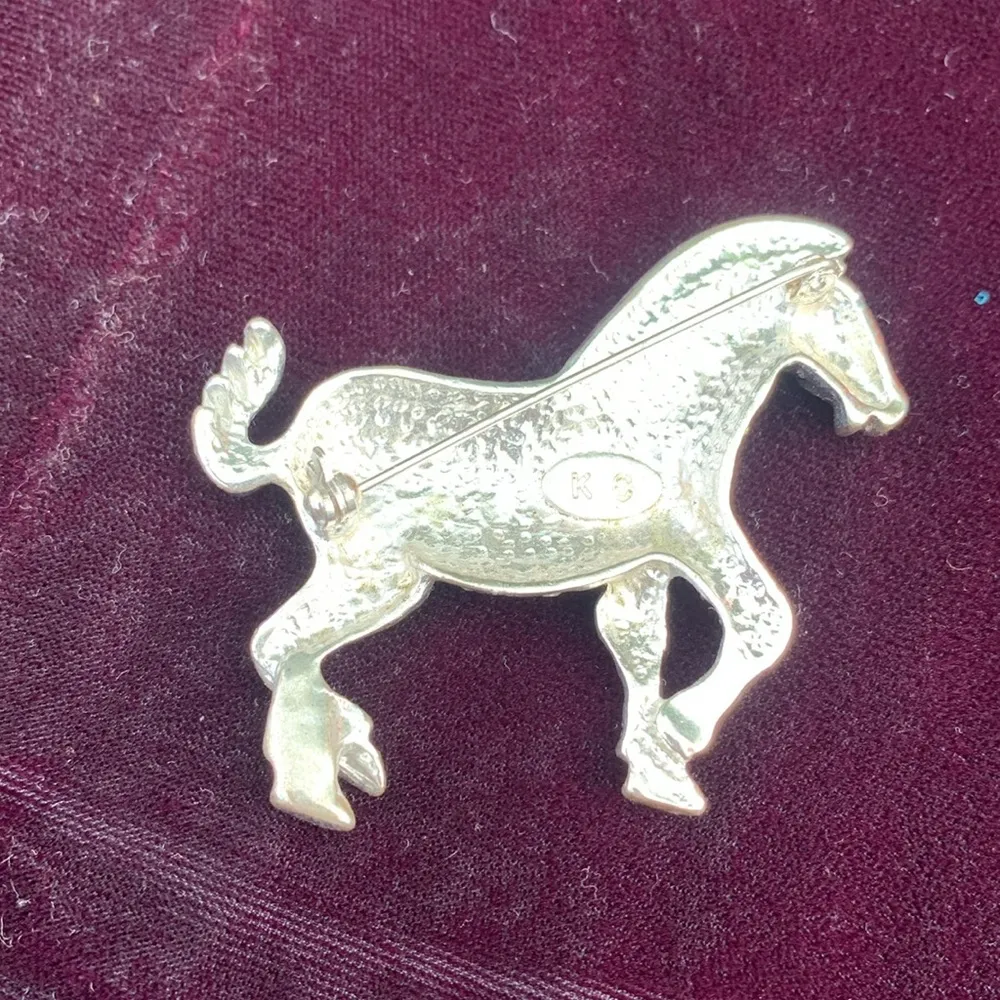 Vintage Rhinestone Zebra Brooch Pin Signed KC Black - Image 3