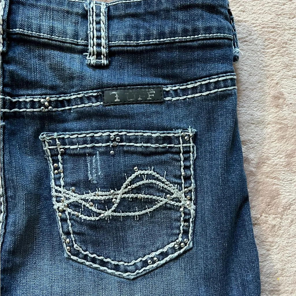 Cowgirl Tuff Women's Blue Denim Mini‎ Skirt DFMI Crystal Skirt Size 28 - Image 8