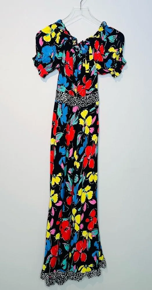 Rixo X Target Black Floral Off Shoulder Maxi Dress Size 2 - Image 14