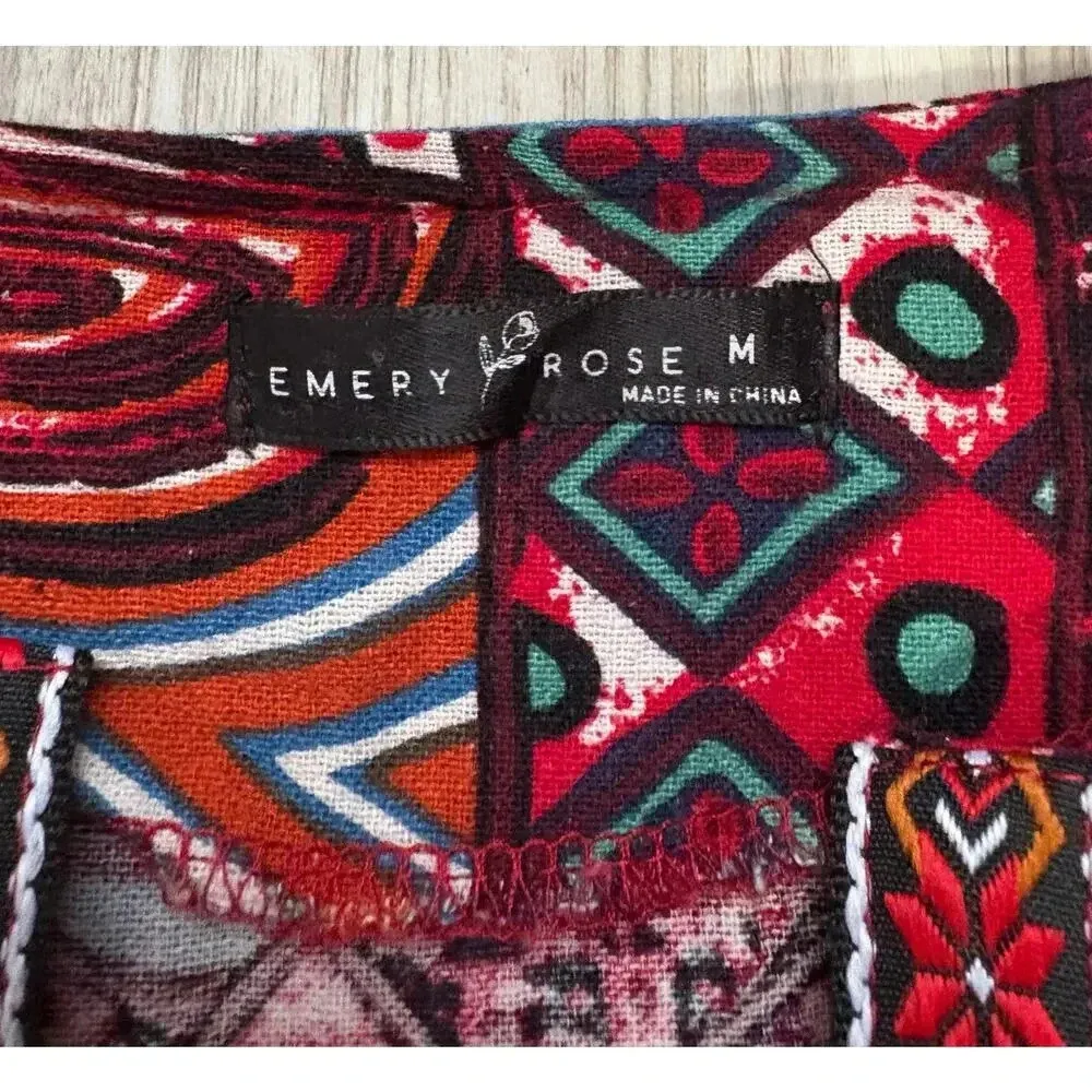 Emery Rose | Women's Open Front Jacket Floral Paisley Multicolor Print | Medium Red - Image 7