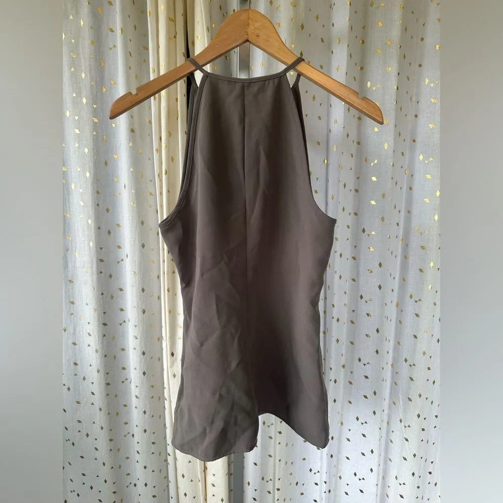 Banana Republic Halter Front Button Loop Keyhole Racerback Slate Gray Grey Top 4 - Image 6