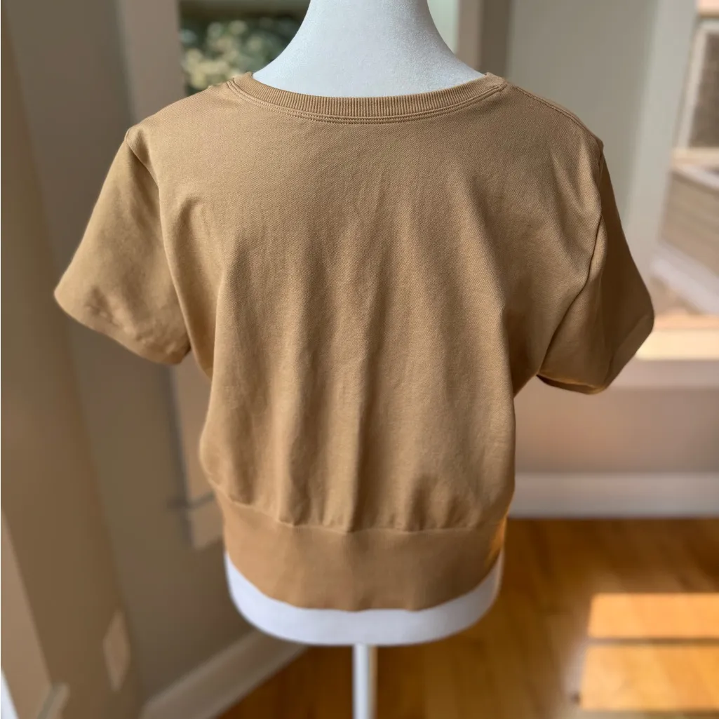 Aerie Offline Seamless Cropped Camel Workout Top Tan Short Sleeve Size XXL - Image 5