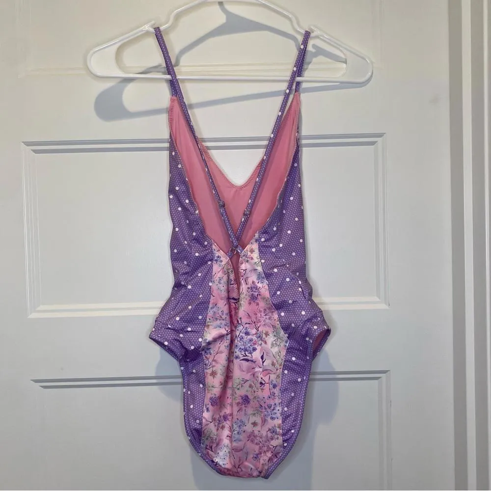 Loveshackfancy Purple Pansy Multi Mix Print Shailee One Piece Swimsuit Size XS - Image 10