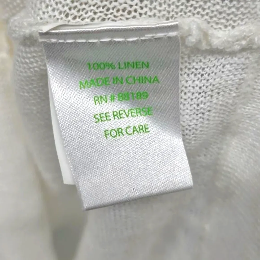 Lilly Pulizter Linen Boat Neck 3/4 Sleeve Dolman Knit Top Womens Size XS White - Image 6