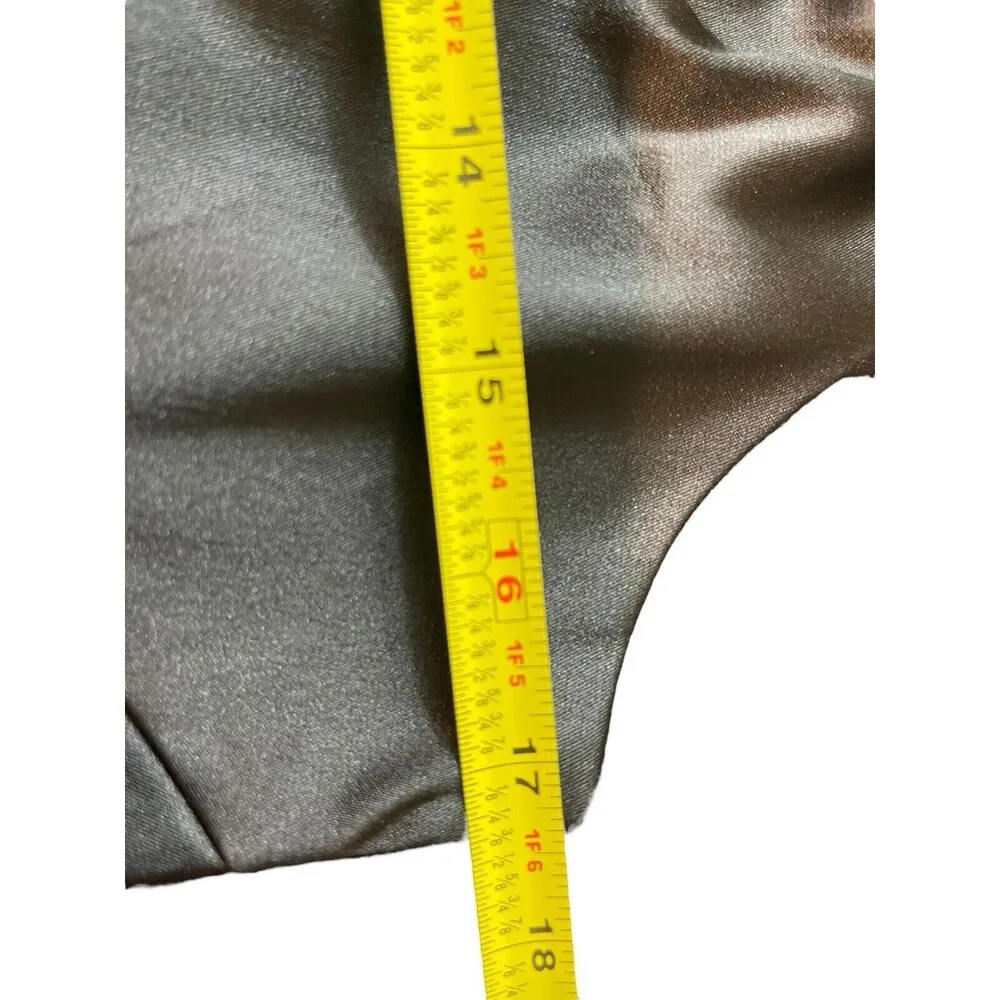 Satin Feel Sleeveless Tapered Waist Knee Sheath Black Dress 8 - Image 11