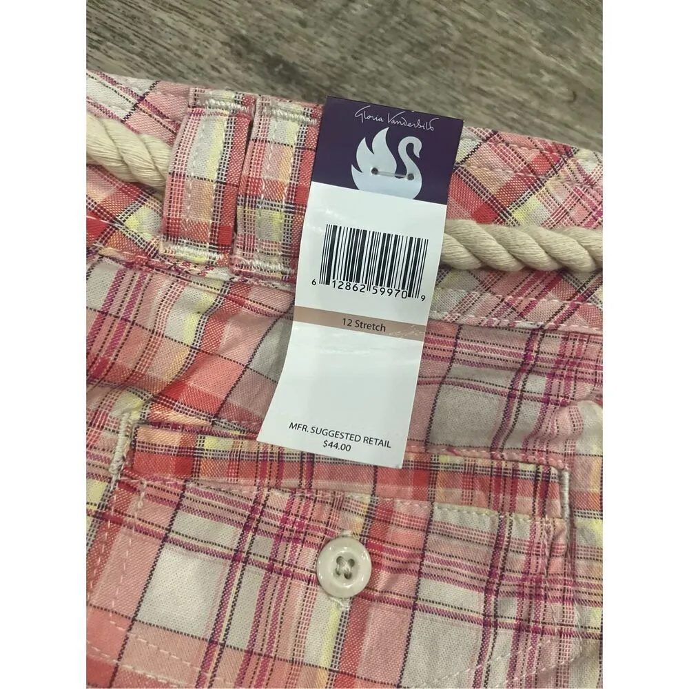 Gloria Vanderbilt Plaid Bermuda Shorts 12 Stretch New - Image 2