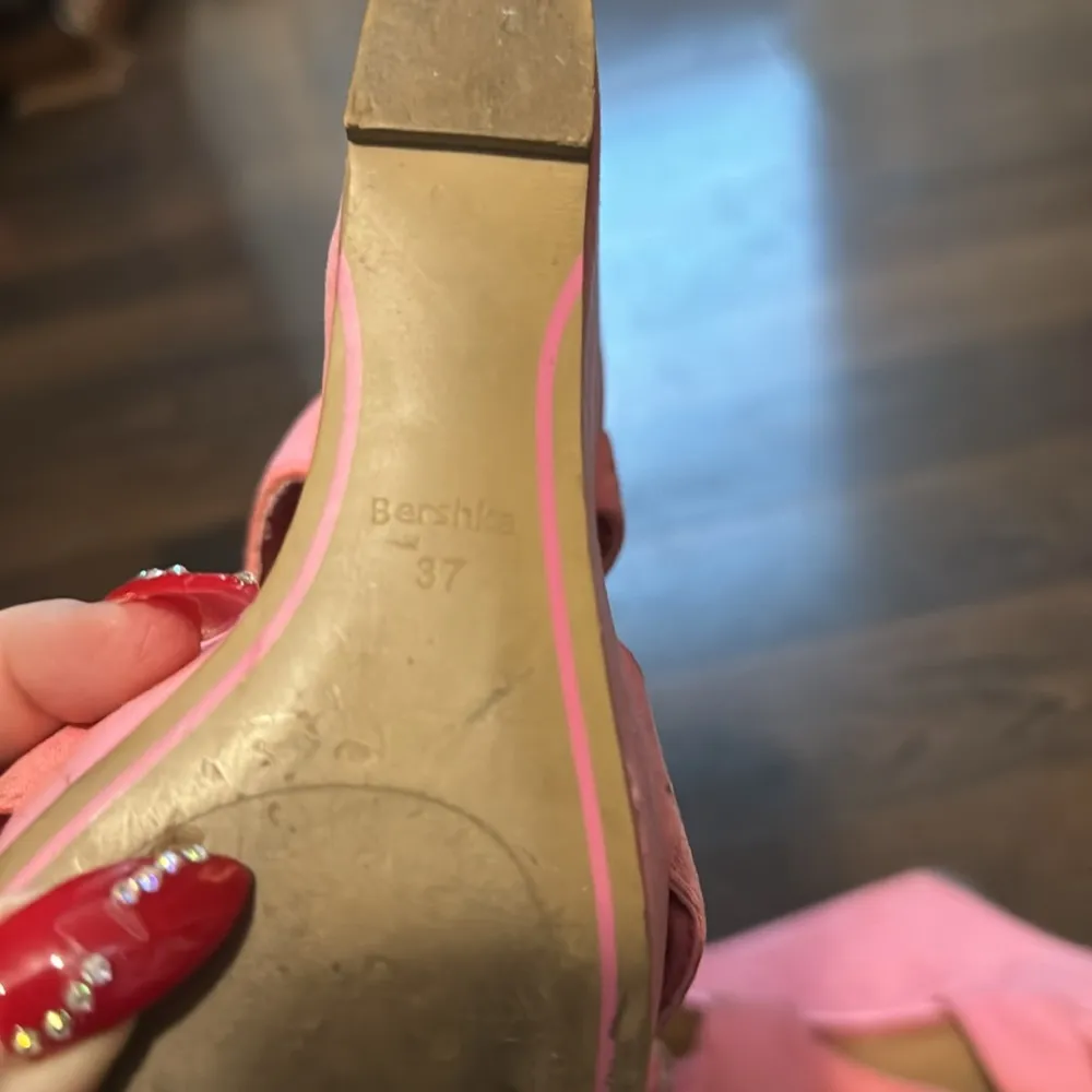 Bershka Suede Wedge Sandals Pink 37 - Image 8