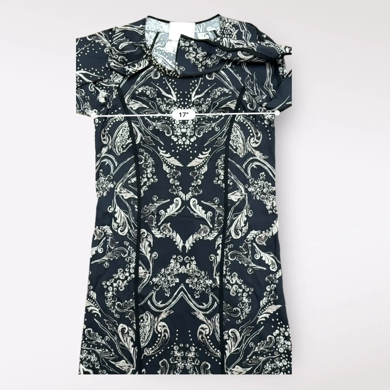 3.1 Phillip Lim Black and White Beaded Collar Long Sleeve Silk Dress Size 4 - Image 5