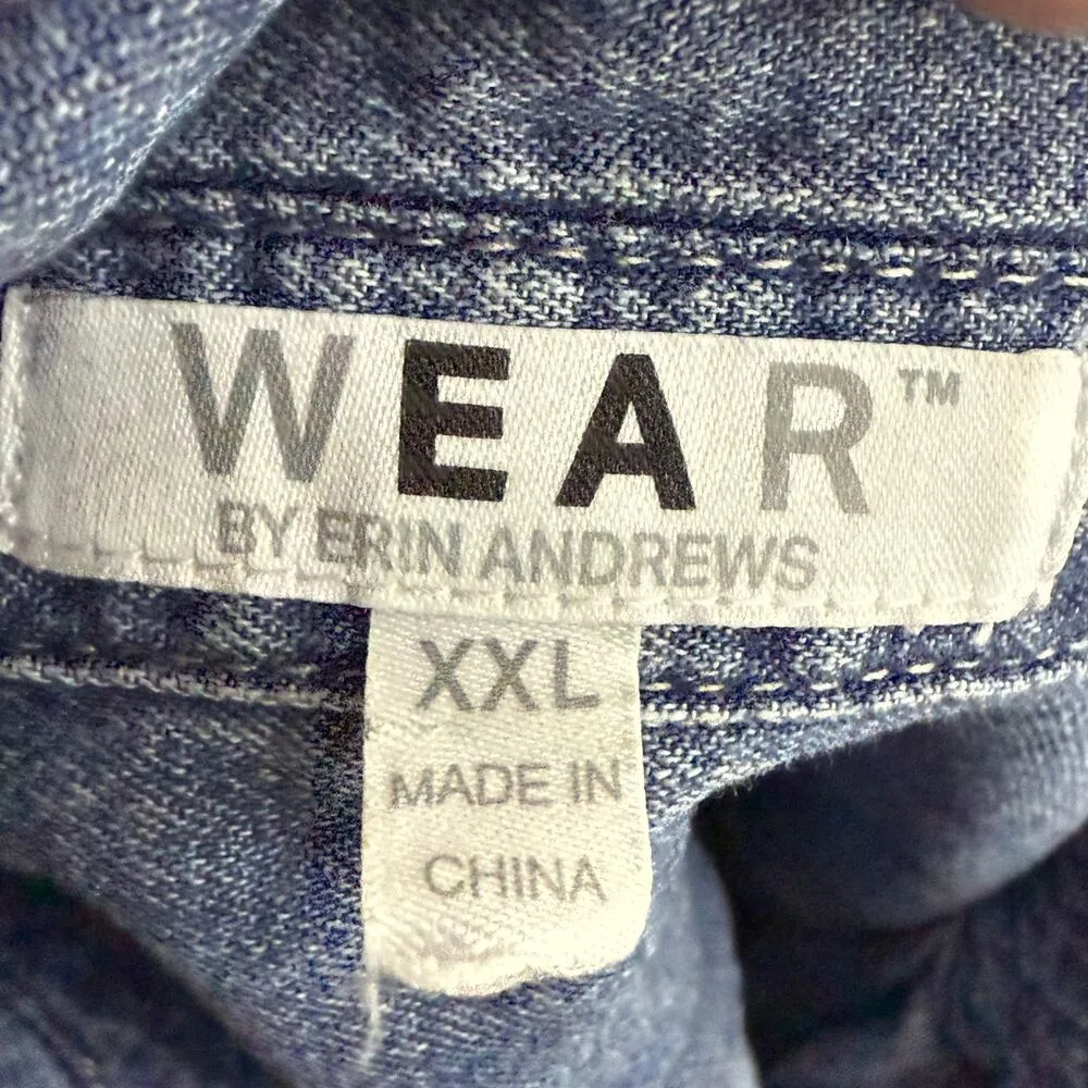 WEAR by Erin Andrews Denim Washington Commanders Patches Long Sleeve Shirt XXL Blue - Image 6