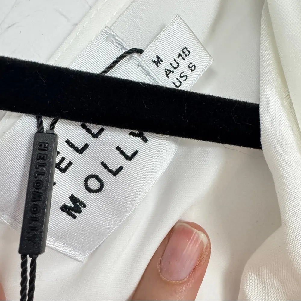 Hello Molly Not Fair On Me White One Shoulder Mini Dress Womens 6 Ruched Ruffled - Image 6