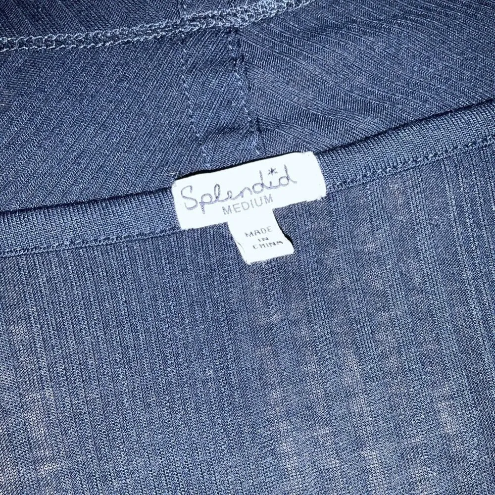 Splendid Women's Jersey Wrap Cardigan Open Wrap Lightweight Stretch Medium Blue - Image 7