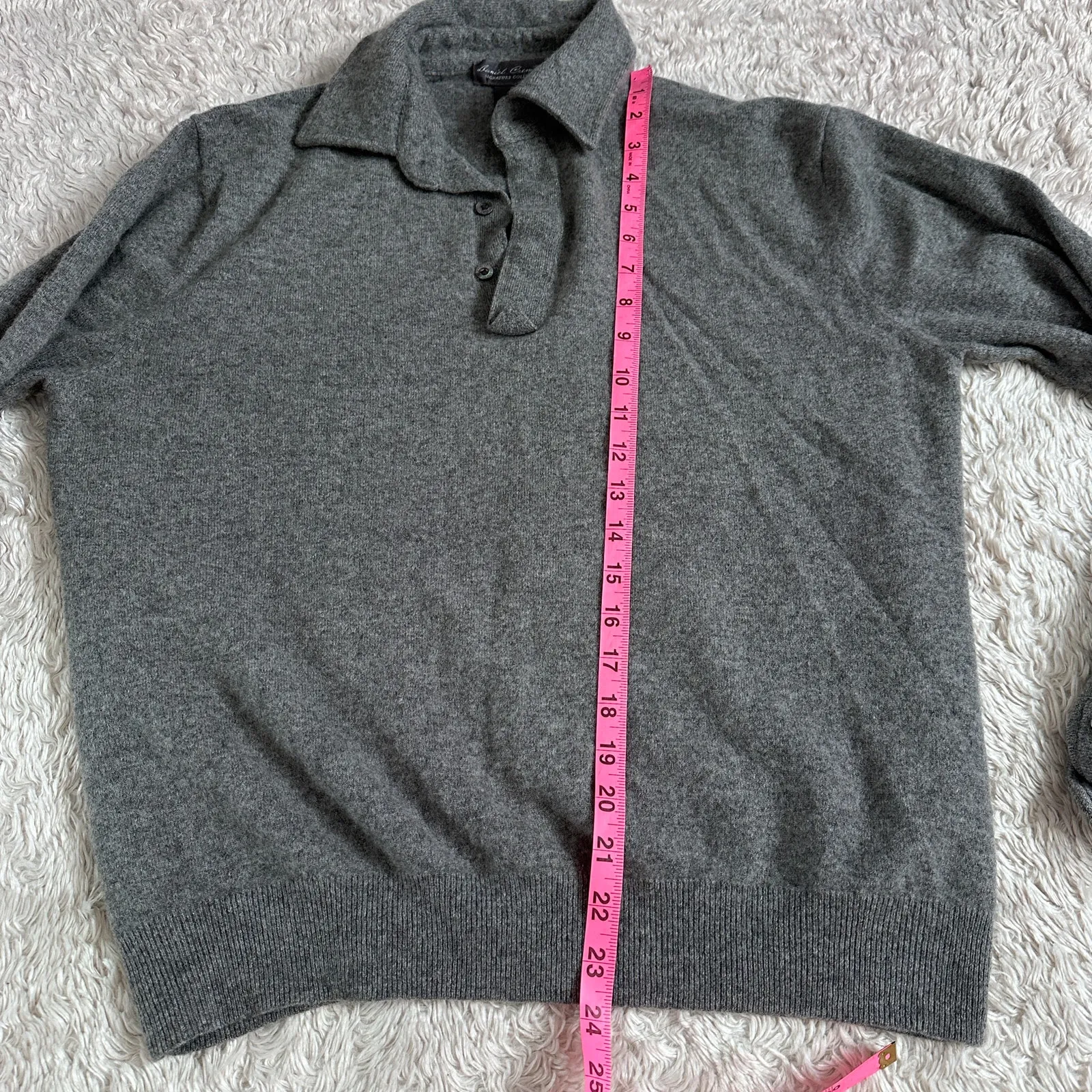 Vintage Daniel Cremieux 100% Cashmere Wool Gray Knit Polo Collared Sweater - Image 5