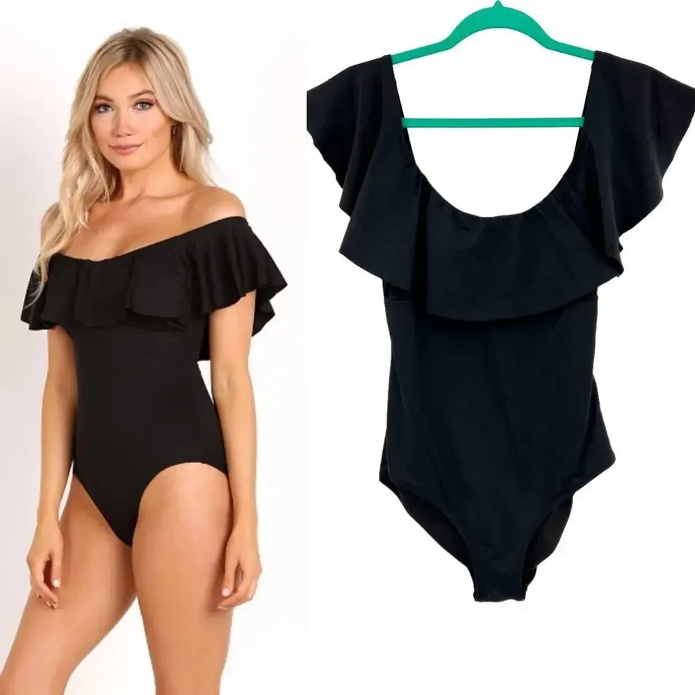 Eberjay Eberjey So Solid‎ Margarita One Piece Swimsuit Black Size Medium - Image 2