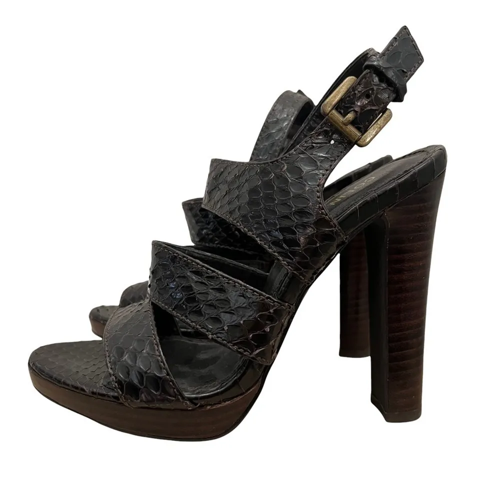 Colin Stuart Brown Snakeskin Strappy Heeled Sandals 5 - Image 2