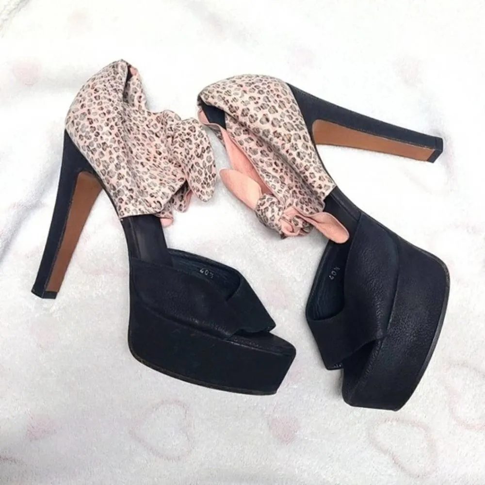 Michael Perry High Heel Cheetah Print Leather 10 Pink - Image 4