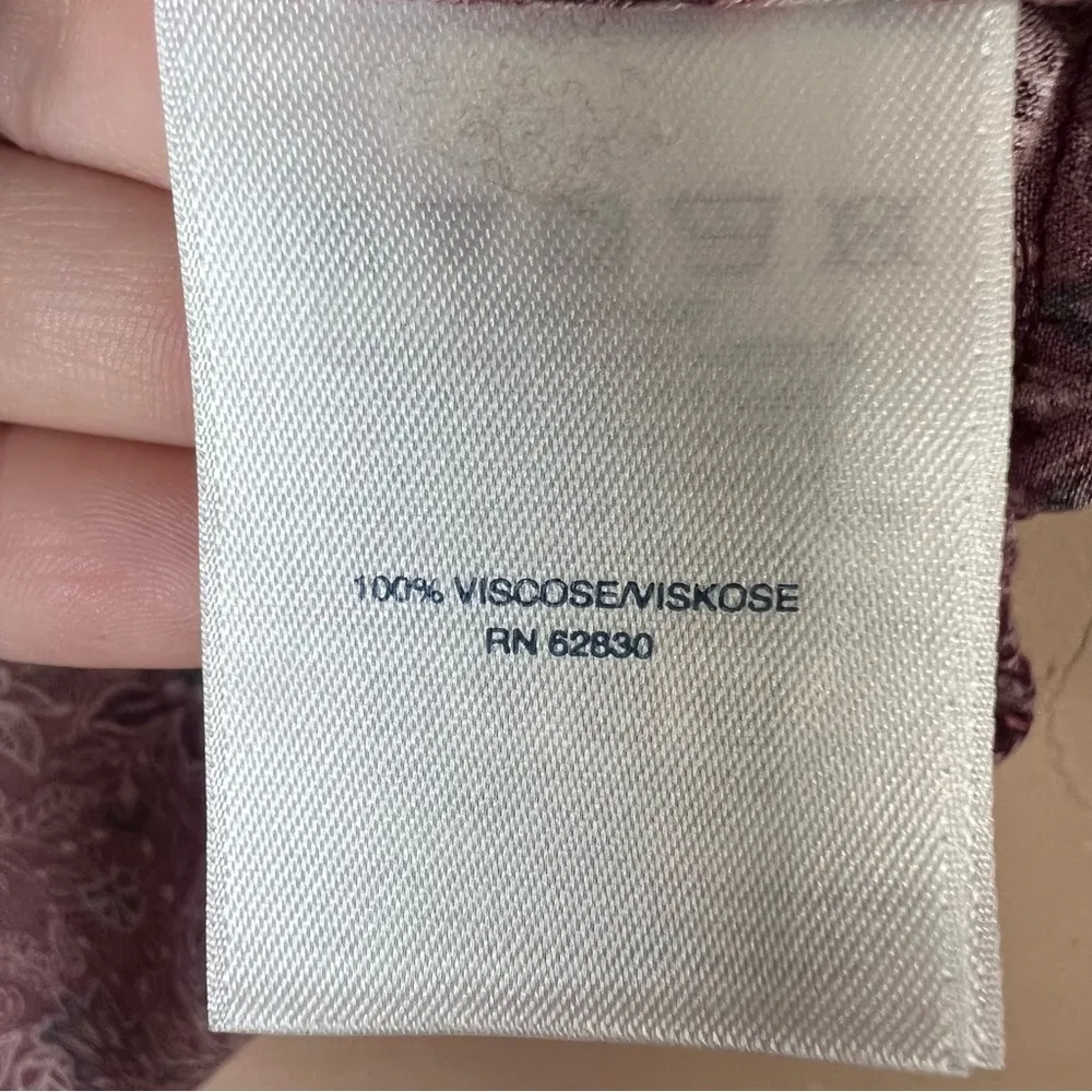 LANDS’ END Burgundy Floral Pleated Tunic Top Womens Boho Peasant Lagenlook Sz 1X - Image 9