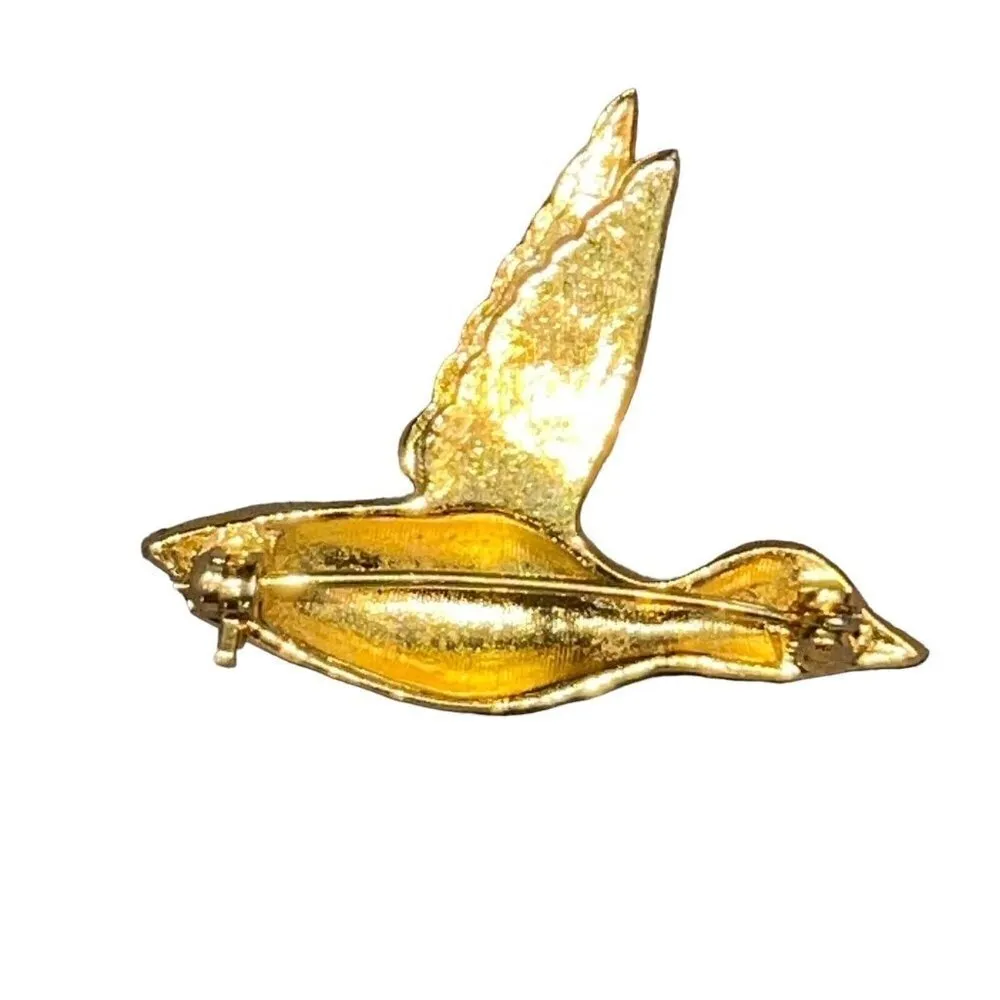 Vintage Gold Plated‎ Flying Duck Bird Red Stone Eye Pin / Brooch Pendant Fashion - Image 4
