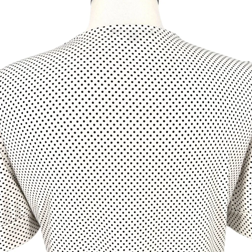 Adrianna Papell Polka Dot Puff Sleeve V-Neck Blouse White Black Size Small - Image 5