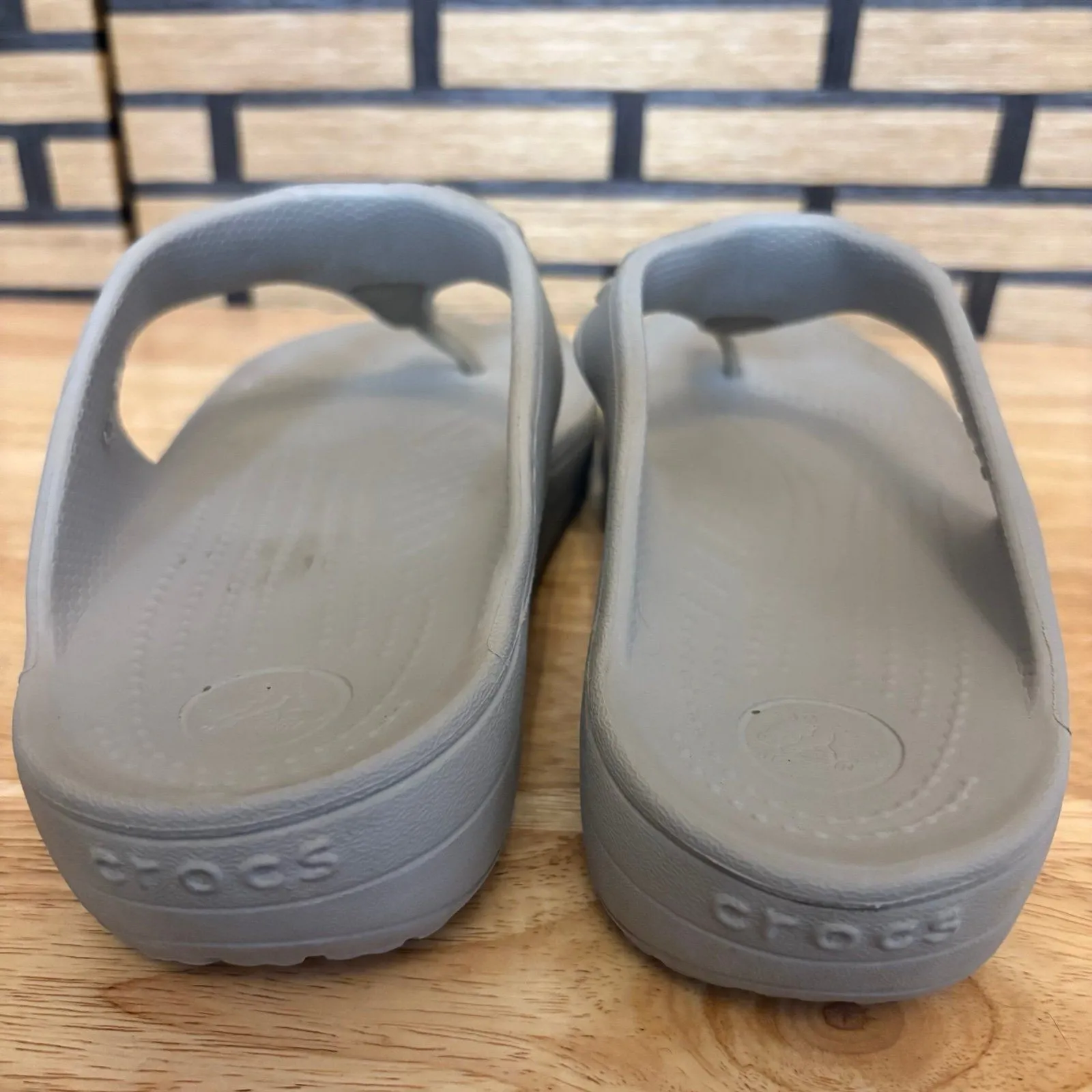 Crocs Gray Jeweled Flip Flops Size 9 - Image 7