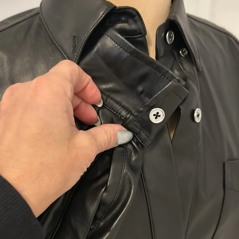 WeWoreWhat Black Faux Leather Boyfriend Shirt - Image 8