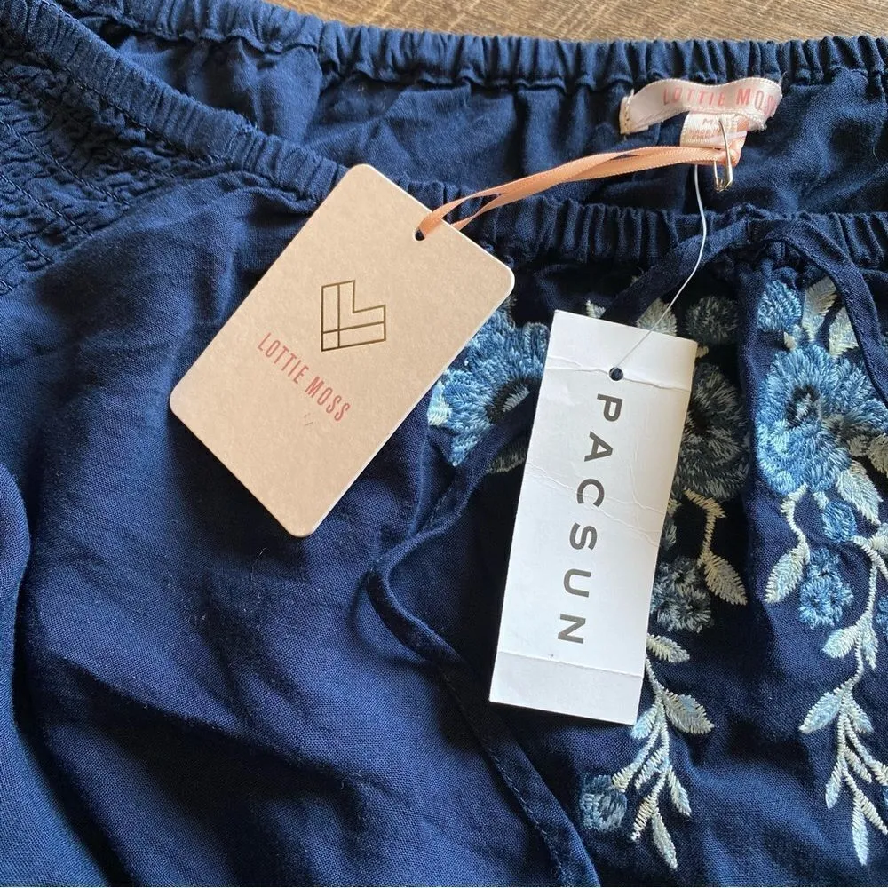 PacSun Off Shoulder Top Crop Festival Embroidered Tassel NEW Stretchy - Image 2