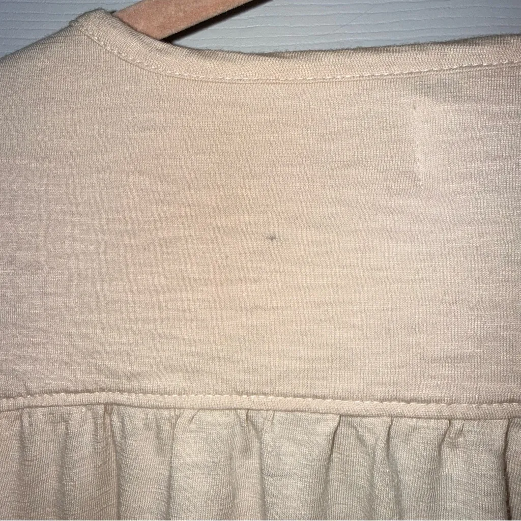 Aventura Cream Long Sleeve Top with Blue Floral Embroidery Size M - Image 5