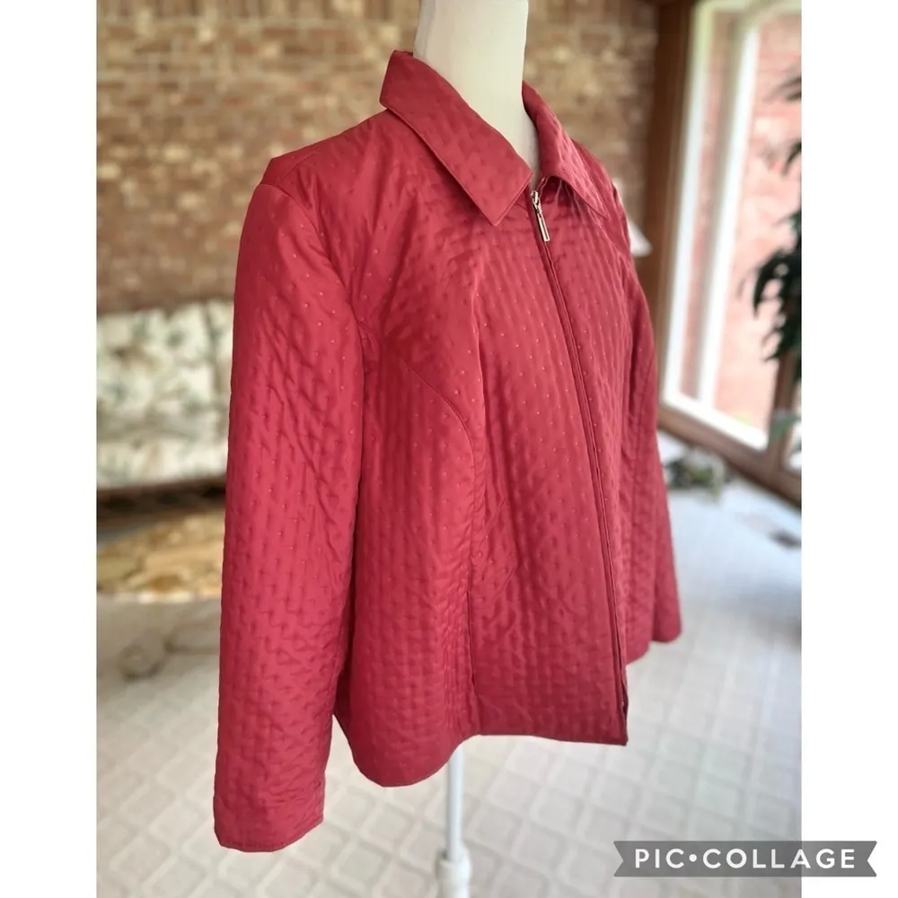 Talbots  Brick Red Textured Polka Dot Lightweight Jacket 18P - Image 11