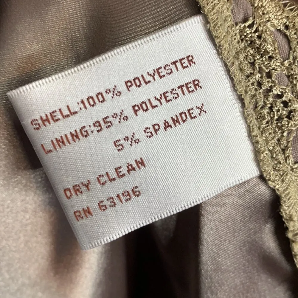 Suzi Chin Maggy Boutique Mocha Cap Sleeve Crochet Lace Overlay Dress W - Image 4