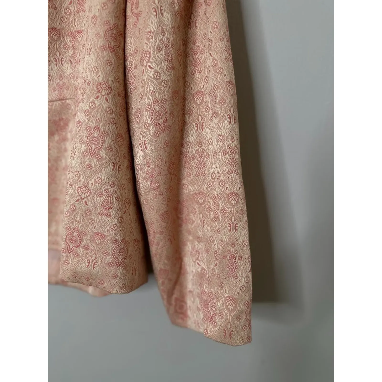 Vintage NORTON MCNAUGHTON 14 Blazer Jacket Peach Jacquard Damask Boho Cottage - Image 4