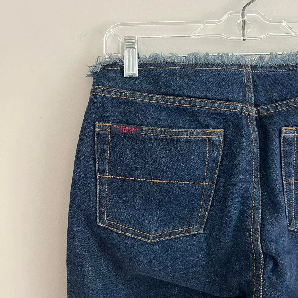 Y2K DARKWASH U.S. POLO ASSOC.‎ JEANS CO STUDDED DISTRESSED FLARE JEANS - Image 7