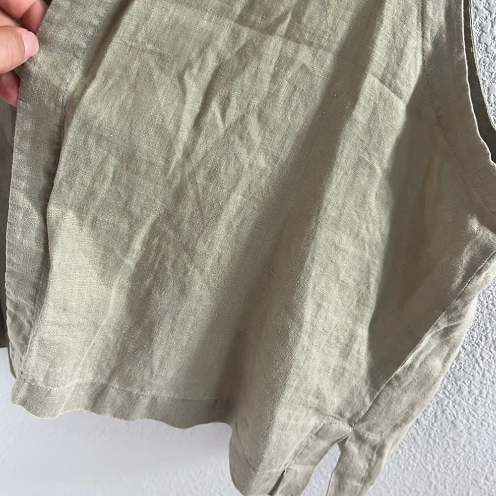 Neiman Marcus  100% Linen Open Front Vest Neutral Natural Medium - Image 4