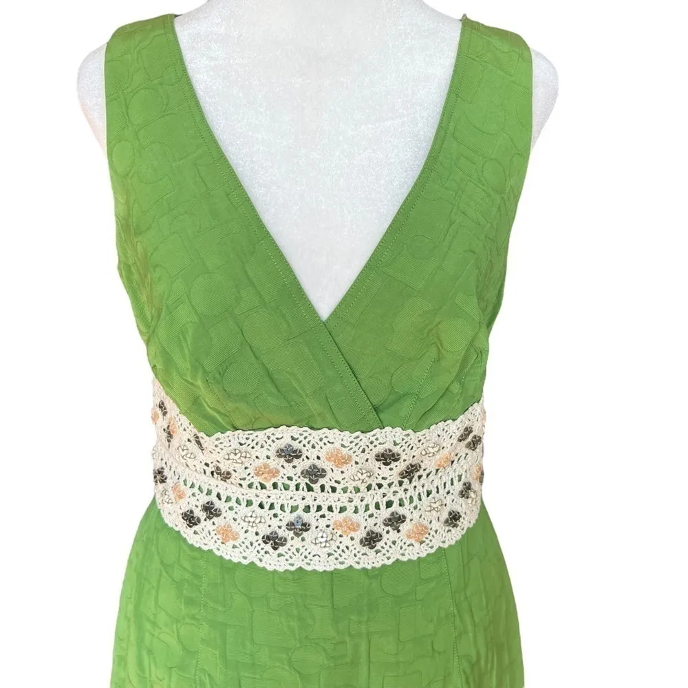 KAY UNGER Green Crochet Mini Dress - Image 2