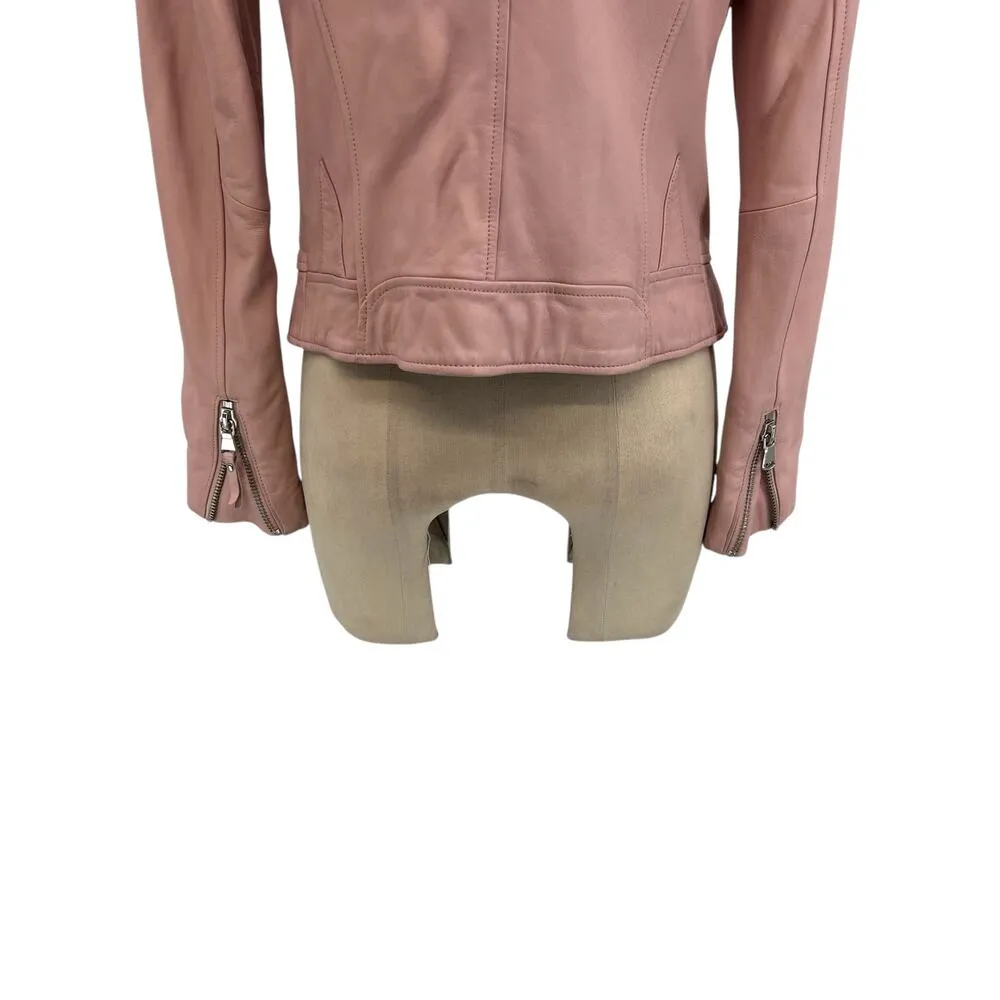 Dylan Gray Leather‎ Moto Jacket Blush Pink Zip Front Size XS - Image 14