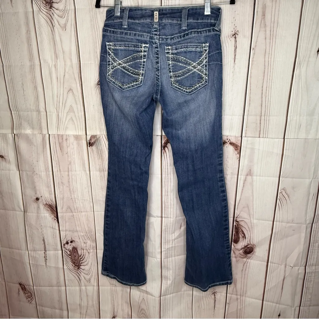 Ariat REAL Womens MidRise Stretch Boot Cut Jeans Size 29 S Denim Blue Western - Image 3