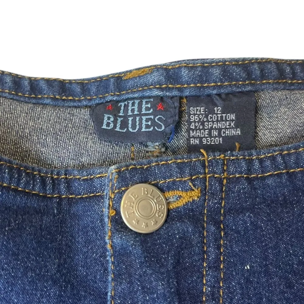 The Blues Women’s 12 Vtg Y2K Dark Wash Flare‎ Cargo Jeans Denim Pocket Casual Blue - Image 3
