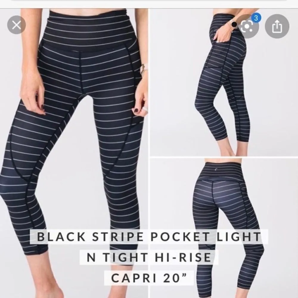 Zyia black stripe pocket light tight capris Size 6 - Image 3