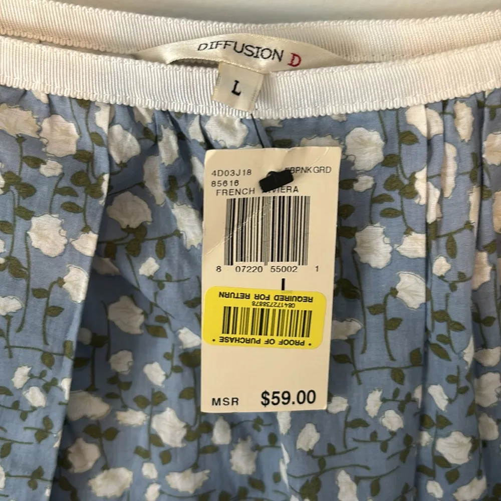 NWT Diffusion D Floral Mini Wrap Skirt Made in USA Cottage Core Soft Girl Sz L Blue Size L - Image 6