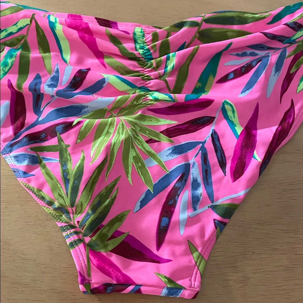 B3 New Xhiliration Swimsuit Bikini Bottoms Hipster Pink Tropical Print Size XL - Image 5