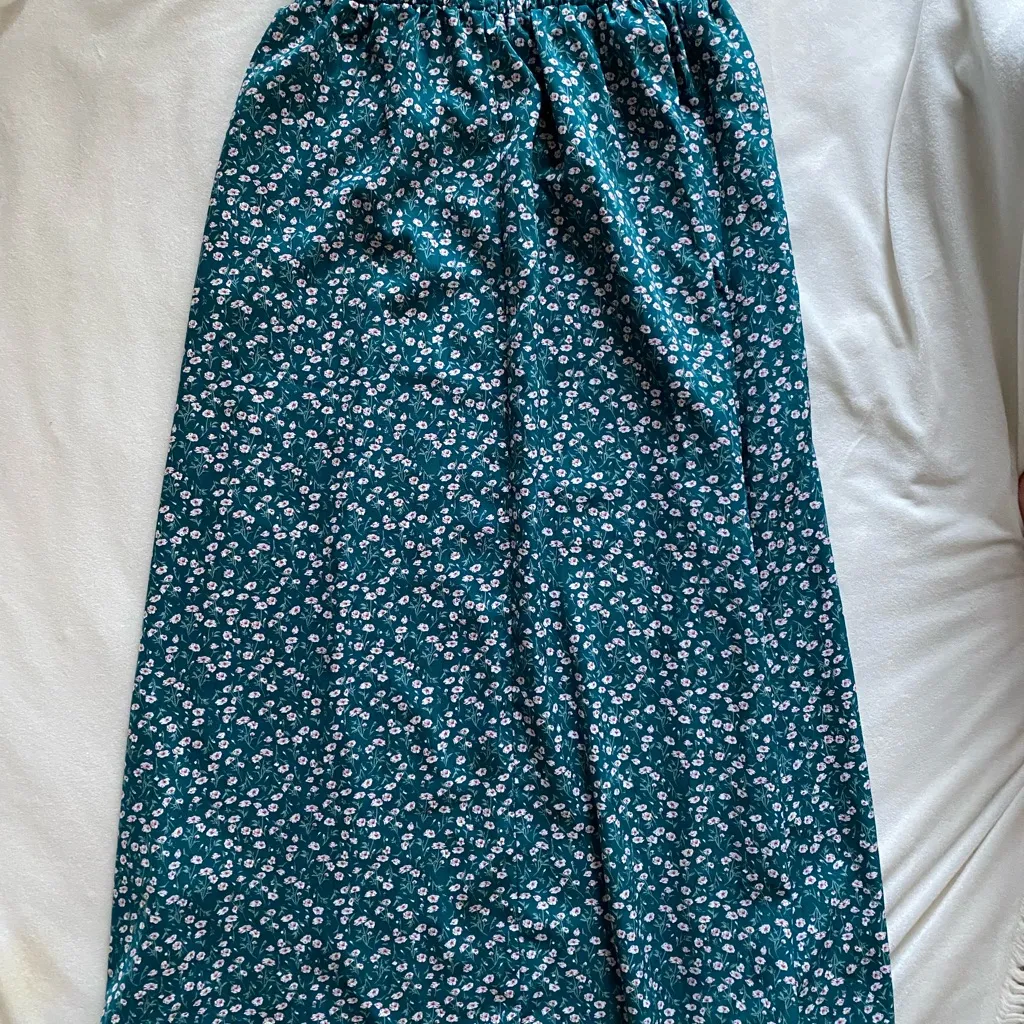 Floral Teal Maxi Skirt Blue Size M - Image 6