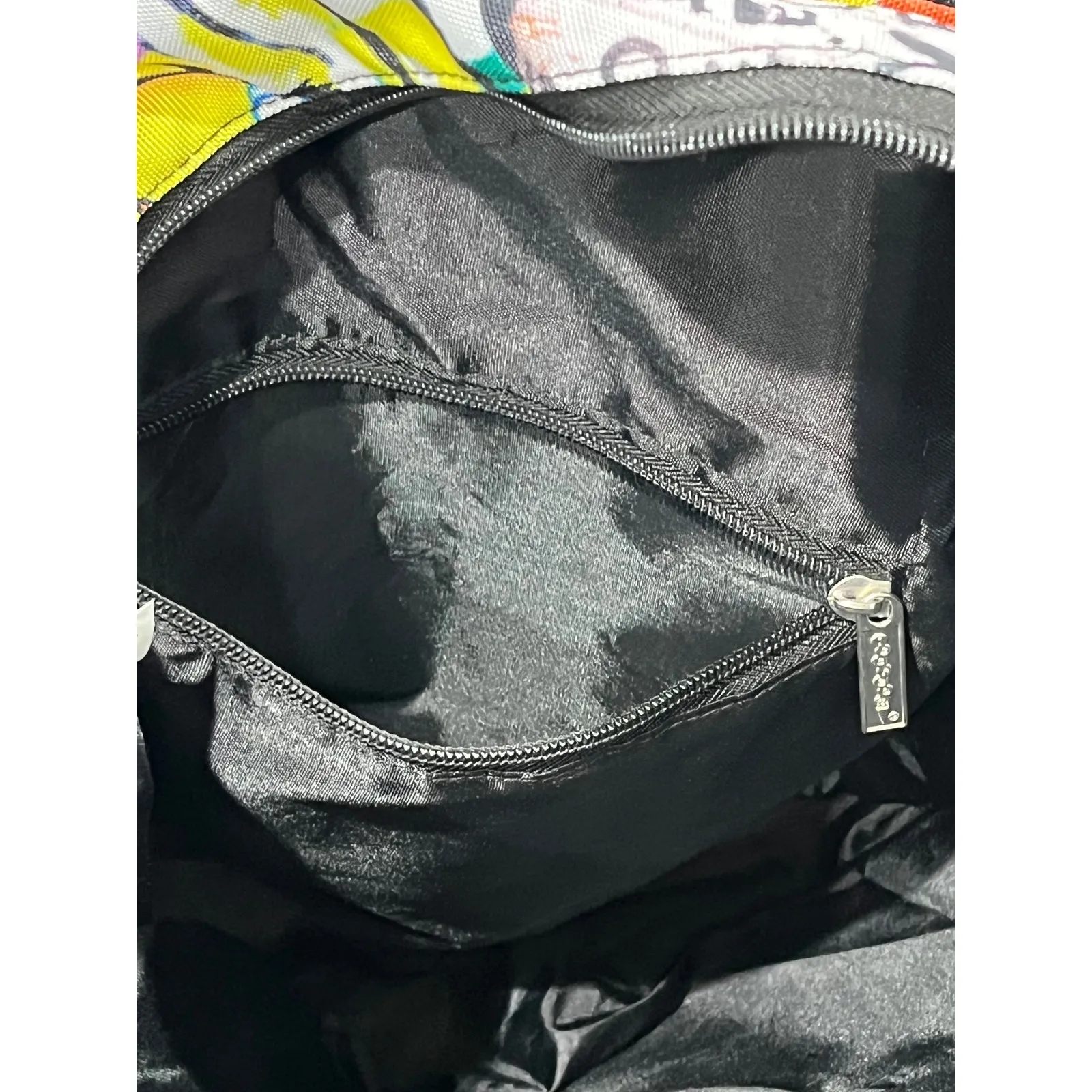 IScream Tote Bag Emoji Graffiti Print Zip Top Canvas Casual Everyday Carry All White - Image 5