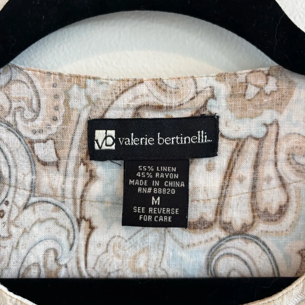 Valeri Bertinelli Linen Blend Neutral Paisley Women's Sleeveless Top Size M - Image 4