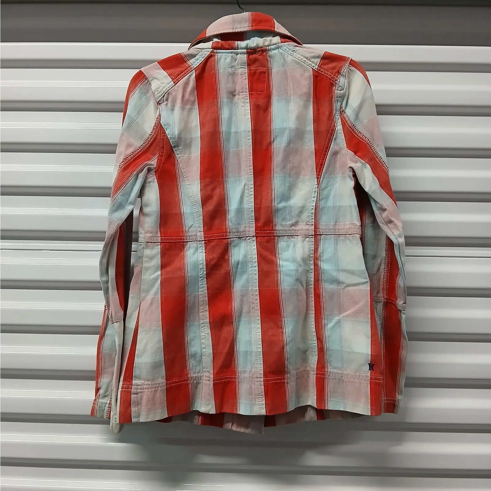 Hurley Womens Denim Jacket Size XS Red Plaid Boho Academia Casual Outdoor Preppy - Image 2