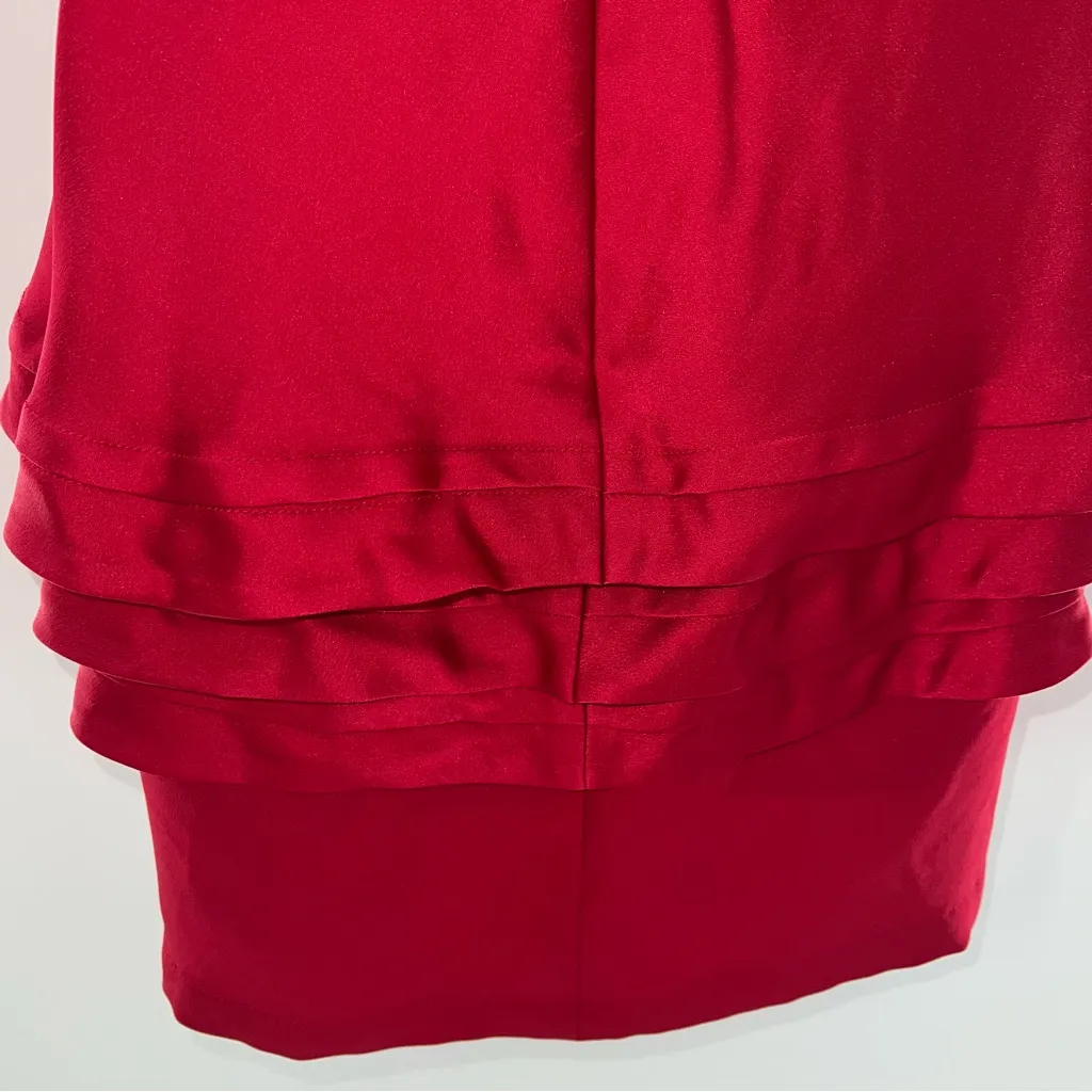 BCBGMaxAzria Deep Red Strapless Sweetheart Neckline Pleated Skirt on Dress-Sz 6 - Image 8